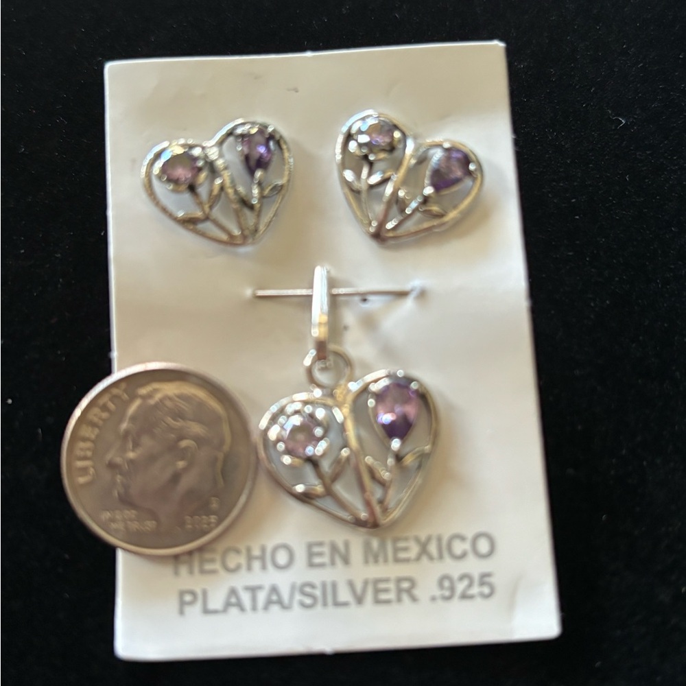 Sterling Silver Earrings and Pendant set - Picture 3 of 3
